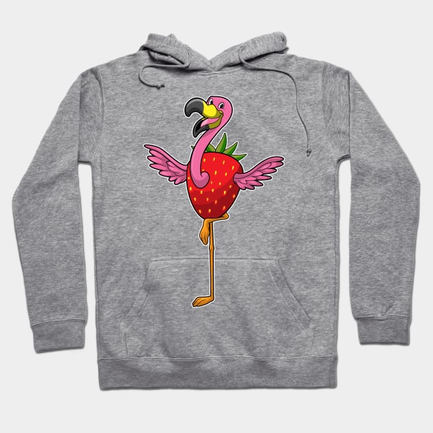 Flamingo with Strawberry Hoodie by Markus Schnabel